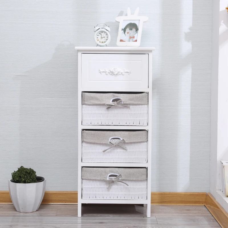 Современная Белая деревянная полка с корзиной, ящиком, шкаф для хранения, мебель