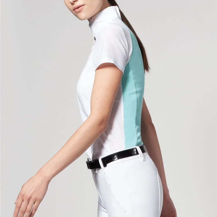 wholesale customize splicing cooling mesh fabric equestrian show shirt