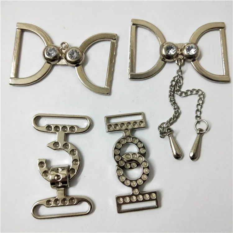 
Sew-On behind swimsuit buckle Openable front chest collar mini small metal belt buckle for cheongsam full dress 