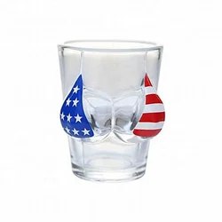 Customized 4.2oz decal printing whisky vodka  glass cup Bikini Bust 3D Shot Glass