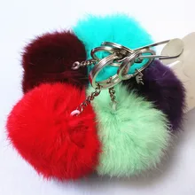10 Colorful High Quanlity Fur Brand Bag Keychain Car Keyring Rabbit Fur Ball Keychain Fur Brand Bag Charms Keychain Fur Keyrings