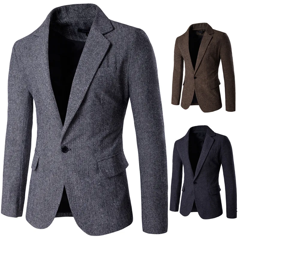 
Hot selling Fashion Men Herringbone fabric solid colors suit with wholesale price 