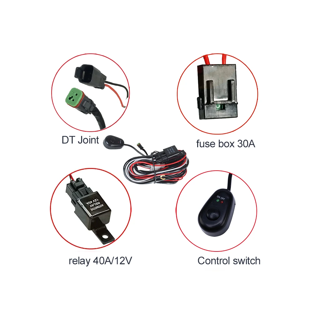Switch Relay Fuse Wiring Harness Kit, Automotive Remote Control Wiring Harness Kit with Switch For LED Headlight Lightbar
