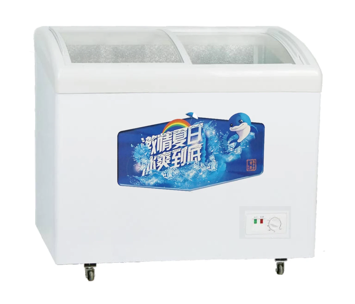 SD-288Y Deep ice cream open top refrigerator single-temp form top door industrial freezer