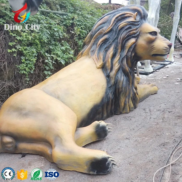 Outdoor Life Size Fiberglass Resin Lion Statue for Exhibition