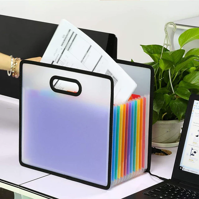 Customized Colorful Expanding File Folder Portable PP Organiser A4 Size Classify Expanding File Folder