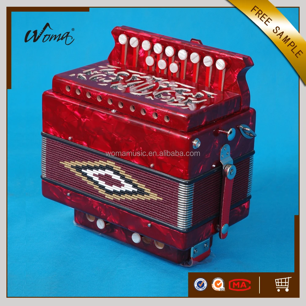 High Grade 12K2B Diatonic Celluloid Button Accordion With Cagnoni Reeds