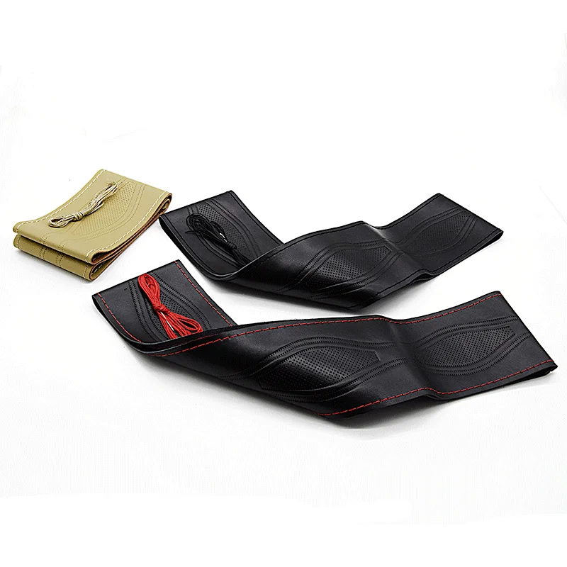 Manufacture diy hand-stitching weaving car braid steering wheel cover with needle and thread genuine leather auto wheels case