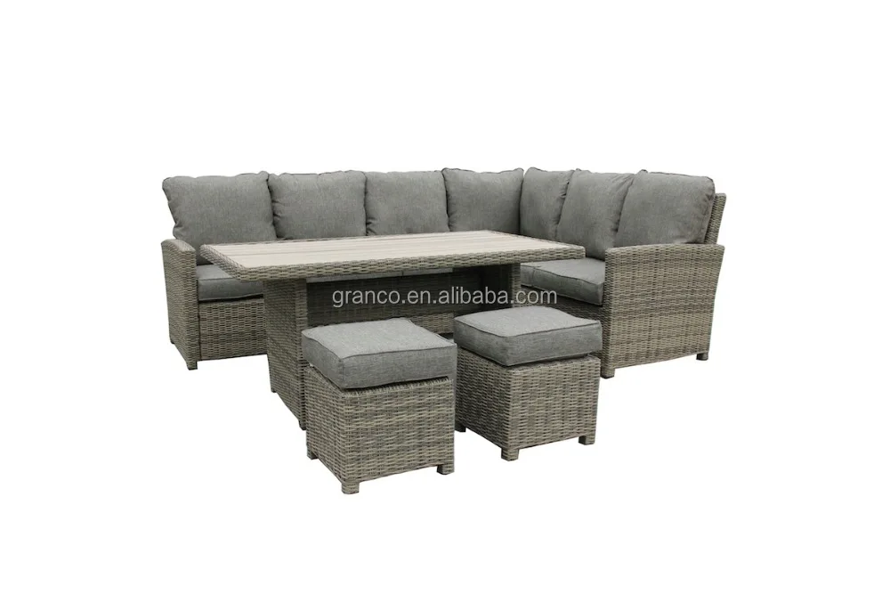 new color hot sale KD poly rattan outdoor garden dining sofa set furniture