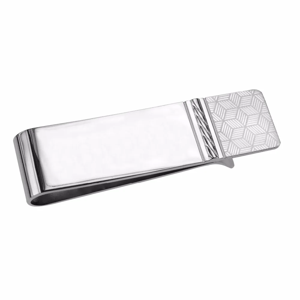 Custom metal silver engraved polished money clip
