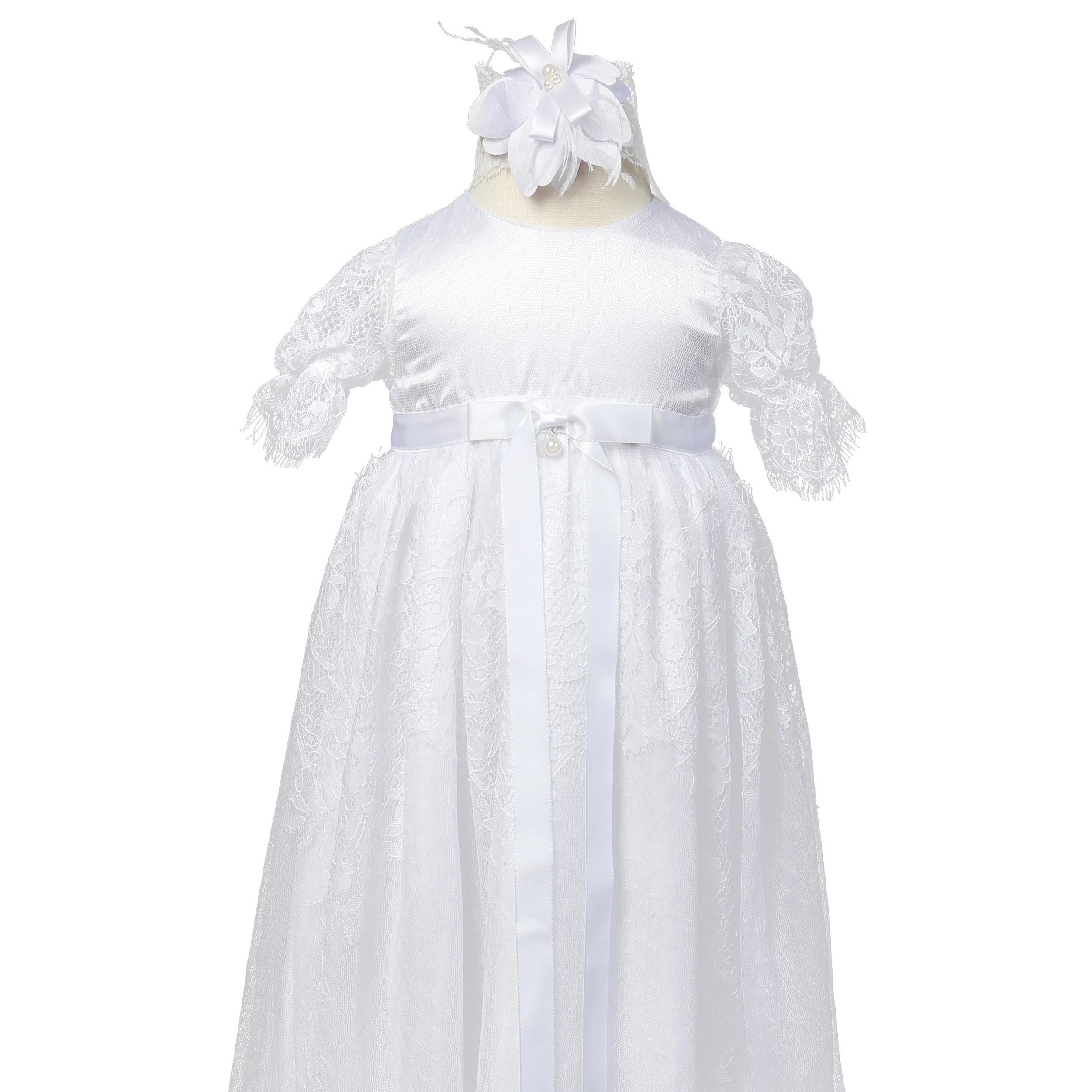 Nimble Cheap 2pcs/Set 100% Polyester Girl Baptism Gown Lace Christening Dress White New Born Baby Girl Baptism Dress