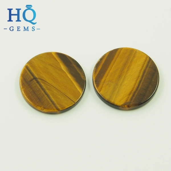 Semi-preciouse gemstone disc double flat back tiger eye plate stone