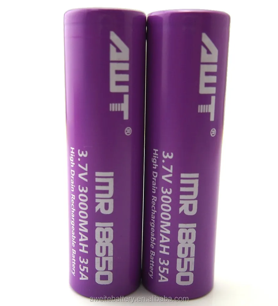 High quality awt IMR18650 3000mAh 35A 3.7V battery used drained lead acid batteries original wholesale awt imr battery 18650