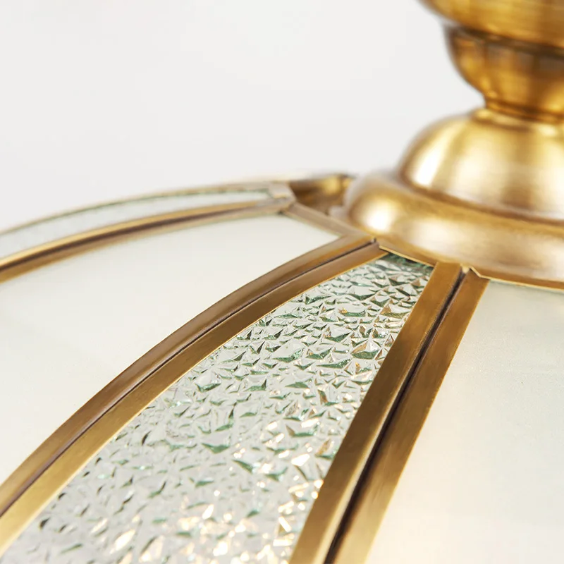 
copper material pendant light restaurant lamp iron link hanging light glass lamp shade gold color 