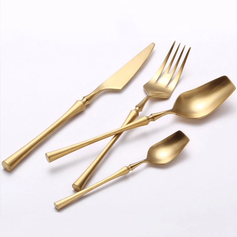 Wholesale Hotel Tableware gold plated cutlery 6-Piece Flatware Set Knife Fork Spoon Gold Cutlery Set golden cutlery