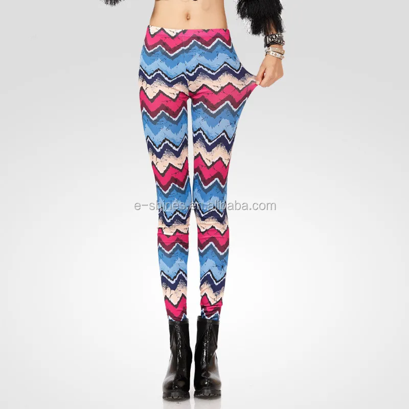 New printed 92%polyester 8%spandex leggings with double brushed ladies new mix tights leggings for women