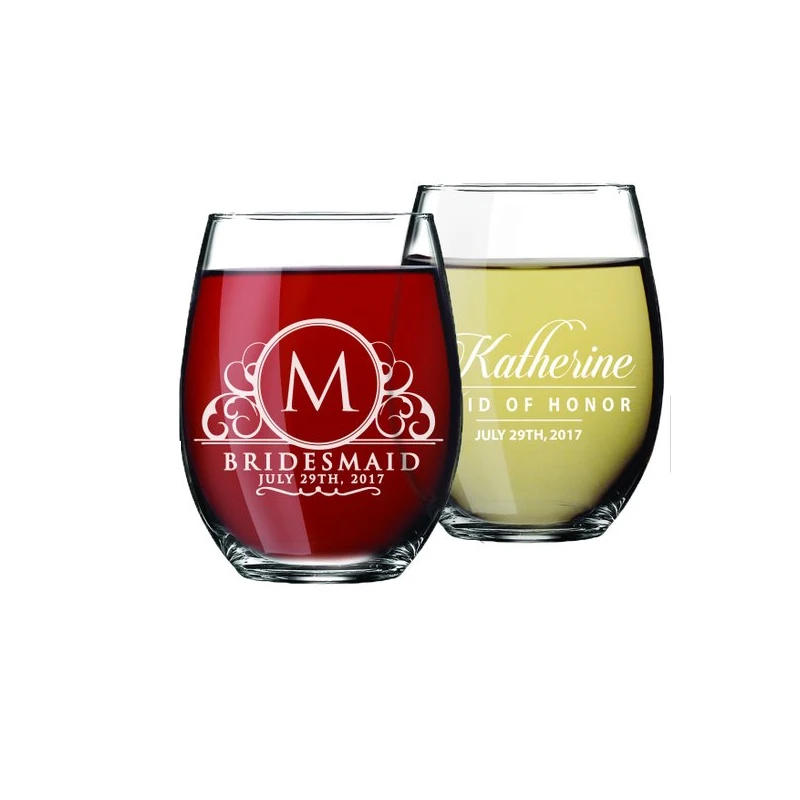 stemless wine glasses wholesale/ custom printing logo high quality wine glasses without stem