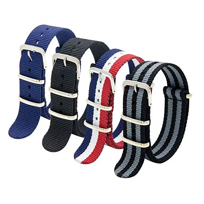 OEM Custom 12mm 14mm 16mm 18mm 20mm 22mm 24mm Striped  Strap Nylon Watch Band
