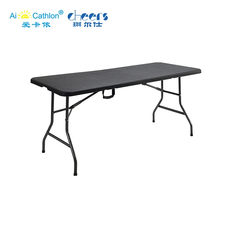 Rattan Di Design Colore Nero 6ft 72inch HOT SALE HDPE Outdoor Camping Plastic Foldable Table And Chairs