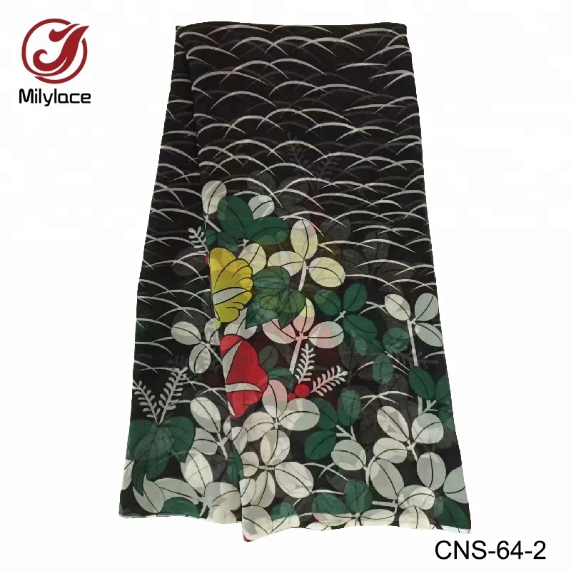Korean japanese floral patterned printed silk chiffon fabric