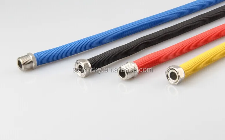 
Good quality!ISO CE half inch extensible plumbing stainless steel flexible gas and water hoses with PE/PVC coated 