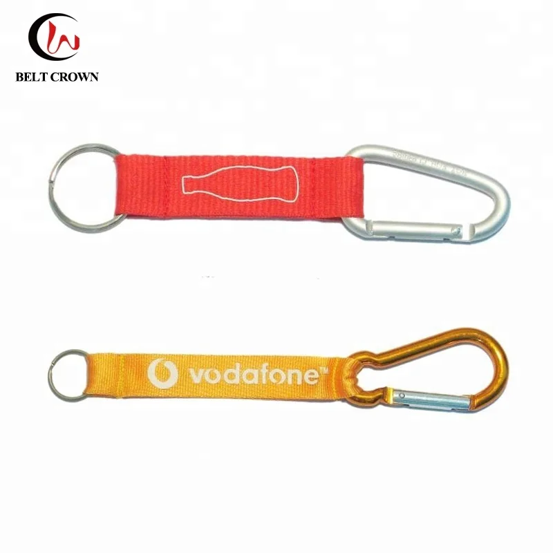 Factory supply custom carabiner with strap and keyring