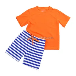 Solid top short pants children summer clothing set bulk order children teen boy clothing set