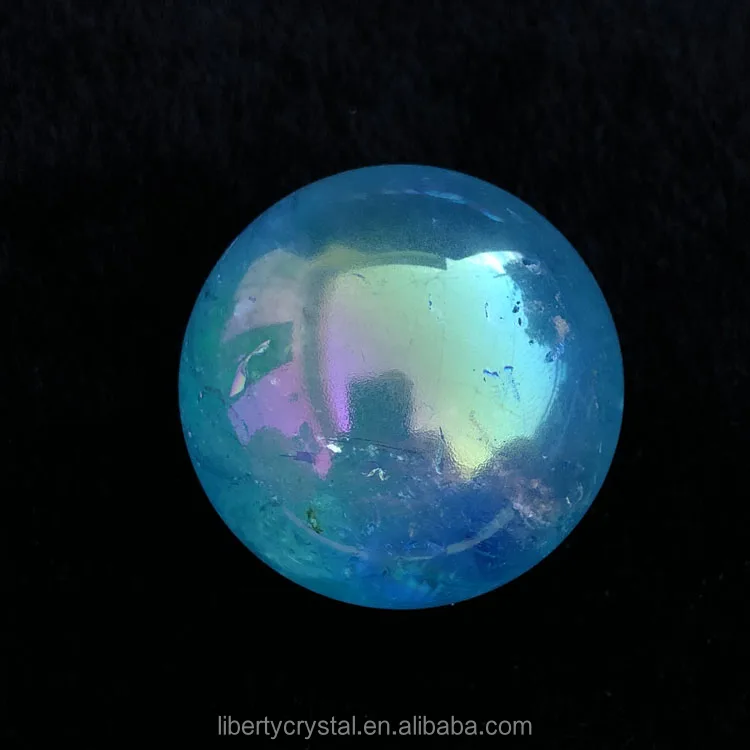 Blue Quartz Crystal Bismuth Titanium Silicon Rainbow Aura Sphere For Sale