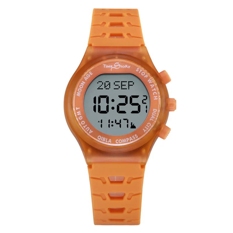 Modern sport Azan MusIim Islamic Qibla Watch Prayer Compass alarm LCD Light  Taqweem selection