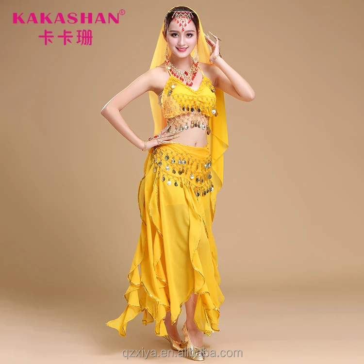 Adult Bollywood Turkish Belly Lyrical Dance Costume Top And Skirt Set