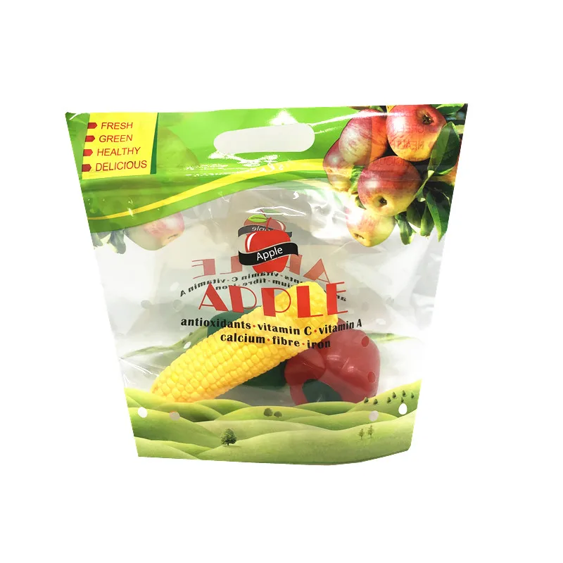 Clear fresh fruit packing bag with zipper and breath hole for strawberry grape cherry