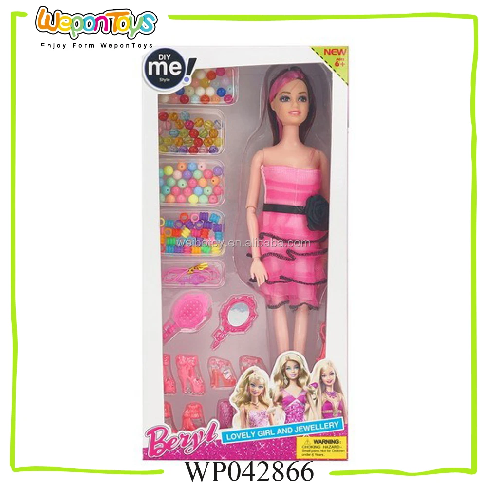 safety dolls with bead toy playing set for girls 6 movable joints doll plastic fashion doll set
