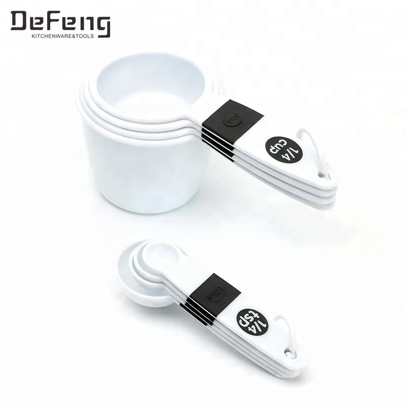 
Multi Function 8 Pieces White Plastic Measuring Cup Set And Spoon 