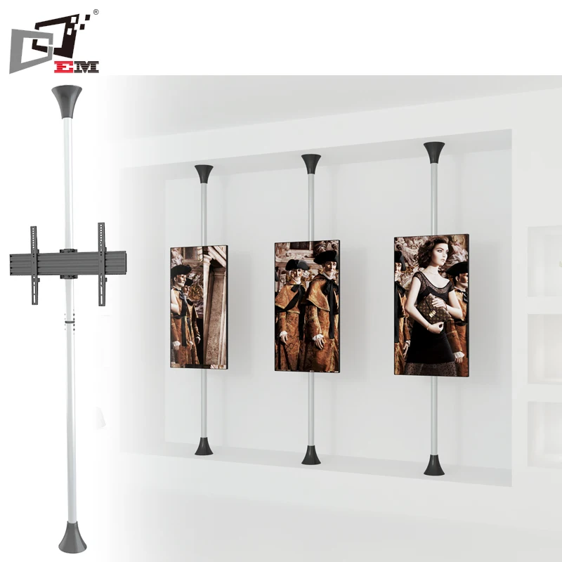 Up And Down Movement Exhibition Stand Floor TV Brackets 50 Inch For Single Screen