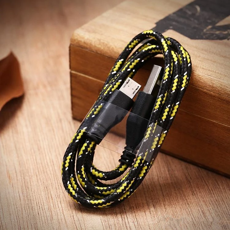 3FT 6FT 10FT Nylon Woven Cords Micro USB Fiber Fabric Braided Data Charger Cable Knit Charging Cord For Smartphone Cell Phone