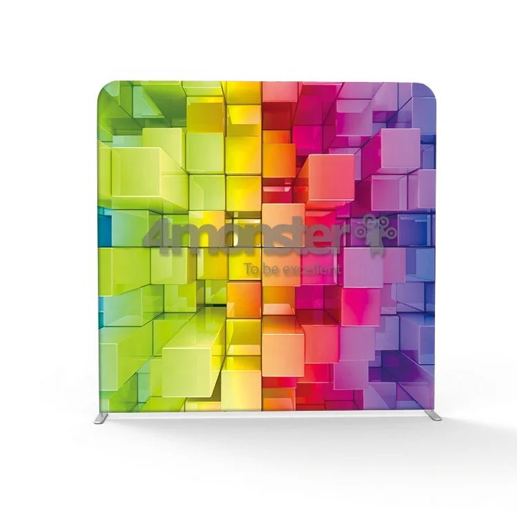 Bright color 3D cubic design 8ft backdrop foto