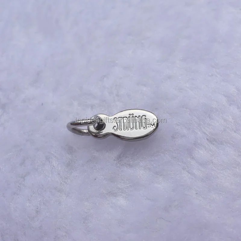 Stainless Steel 316L Etched Logo Oval Shape Metal Charms Tags For Jewelry Marking
