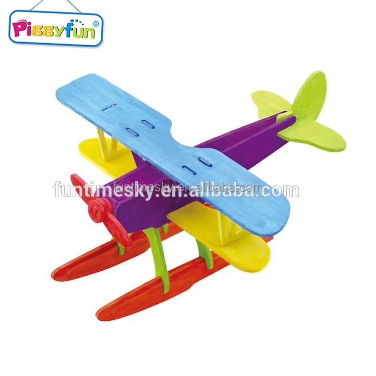 High Quality Educational DIY Wooden 3d Puzzle AT11398 Wood Toy Plane