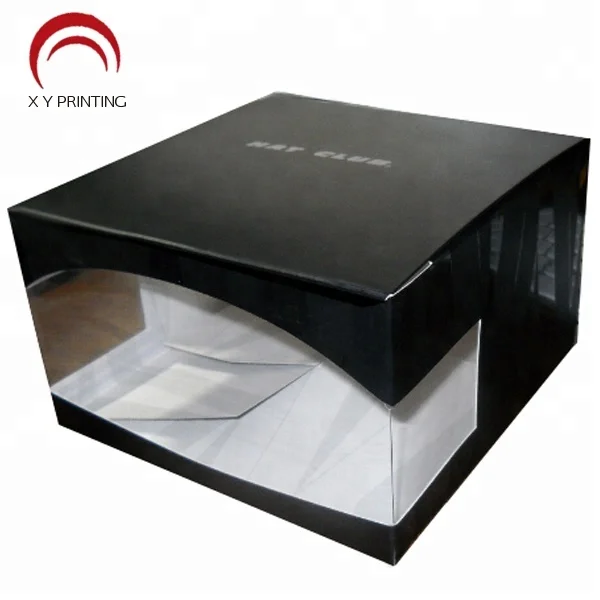
Custom Logo Printed Folding PVC Window Paper Cap Hat Box Plastic Packaging Gift Boxes 