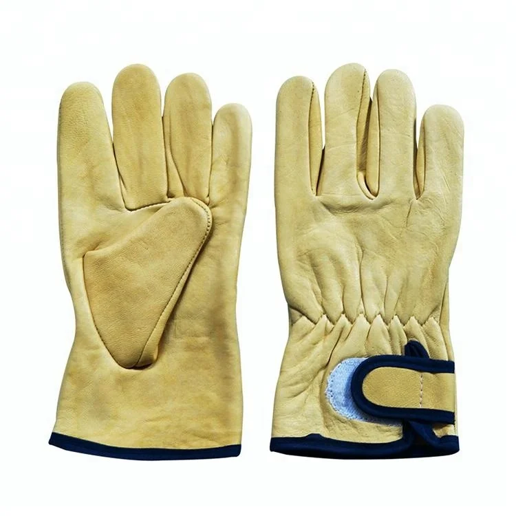 Yellow Goat Skin Leather Driving Gardening Safety Work Gloves