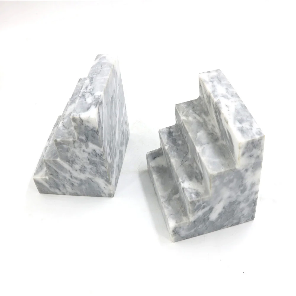 factory cheap price marble crafts natural stone bookends study room bookend stand for student