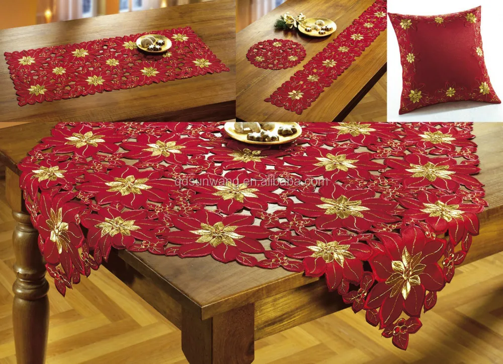 christmas embroidered table cloths with hand cutwork