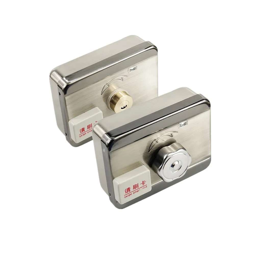 High Security Anti-theft Intelligent Electric Rim Lock with Double Cylinders Support Remote Controller, RFID Card Reader