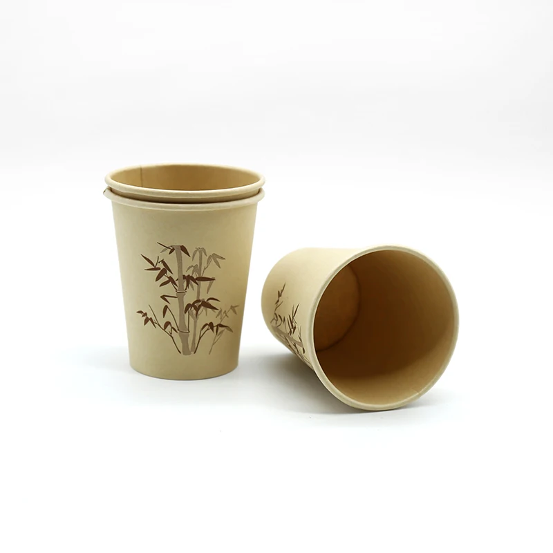 Disposable togo cup hot pla coffee 8oz paper cups with logo bamboo paper coffee cup