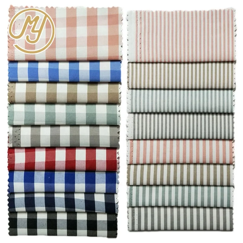 55%Polyester 45%Cotton Stock Wholesale Woven Twill Yarn Dyed TC Strip Shirt Fabric