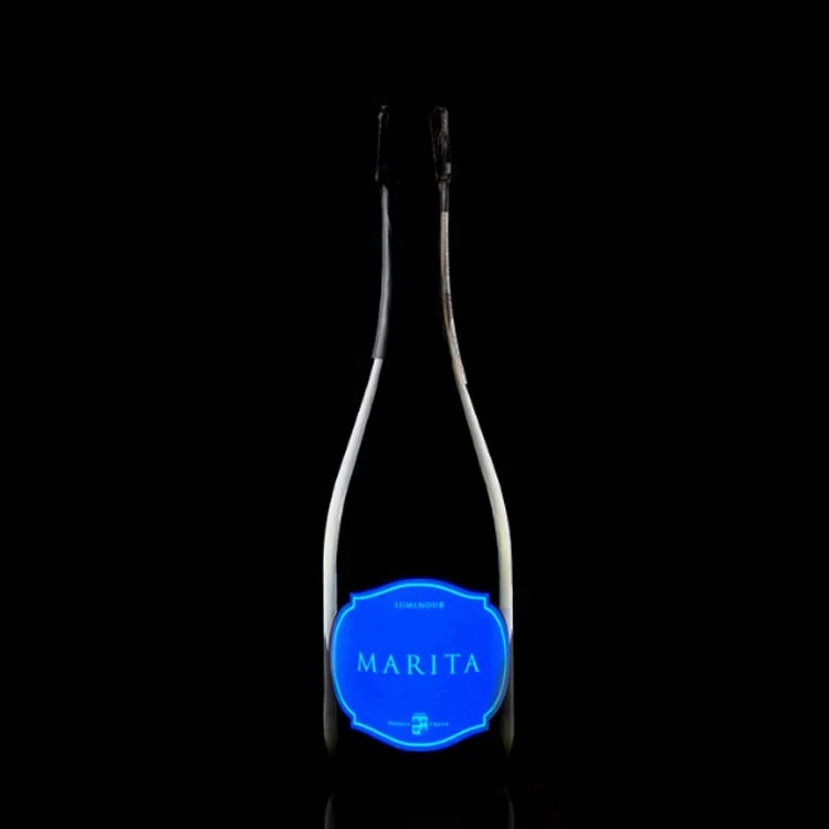 Custom Luminous Label for Champagne Wine Bottles With Battery Led Waterproof EL Wine Label