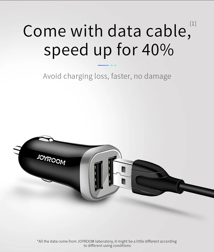 
Joyroom 3.1A 2Usb Car Fast Charger With Cable Micro Usb Charger 