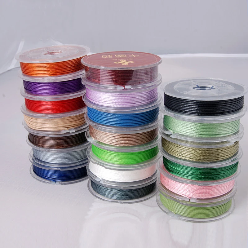 LONGJIE 12 colors 1mm  multicolor round polyester Korea wax cord for jewelry making