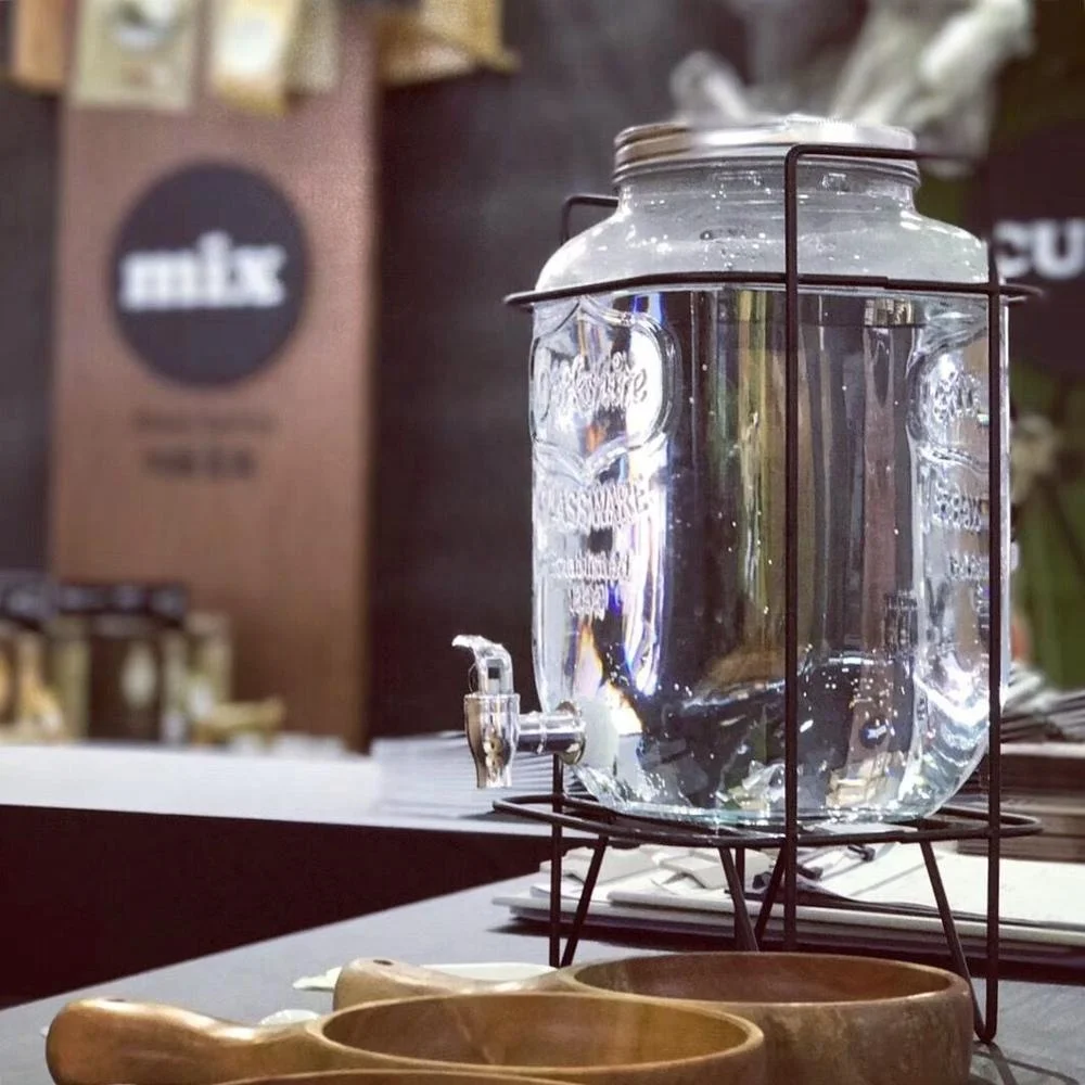 3.5L Ice Cold Drink Glass Beverage Dispenser with Metal Stand