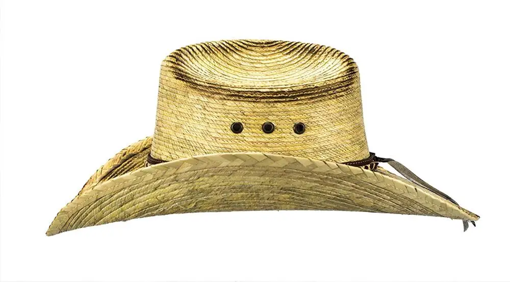 Custom Large Mexican Palm Leaf Cowboy Hat, Sombreros Vaqueros de Palma de Hombre, Flex Fit (Burnt Stain)